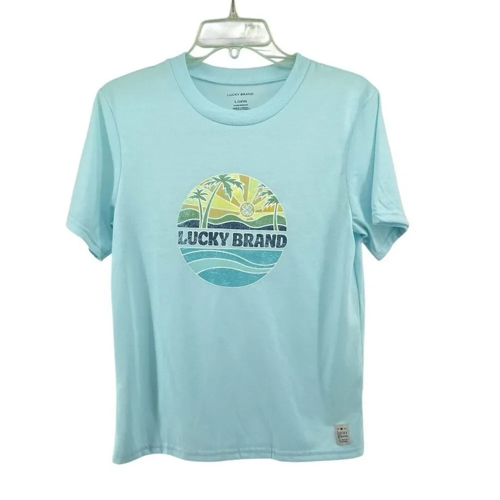 Lucky Brand Boys Pajama Top, Flame Resistant Graphic Sleep Shirt, Size L 14/16
